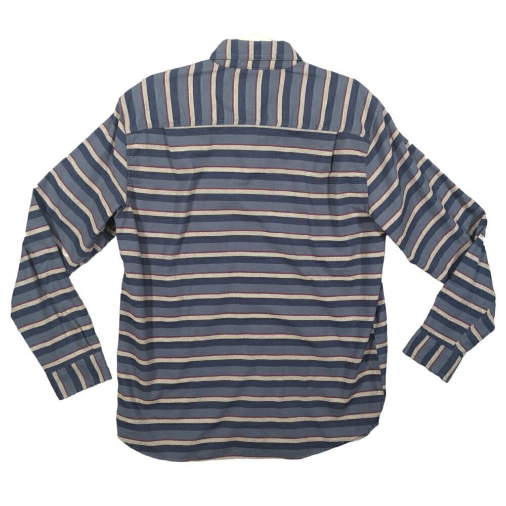 LL Bean Comfort Stretch Flannel Button Shirt Mens Medium Stripe Traditional Fit - Picture 2 of 11